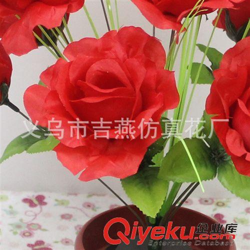 清明花現(xiàn)貨區(qū) 2015新款tj仿真玫瑰花 清明批發(fā)假花月季廠(chǎng)家直銷(xiāo) 12頭人造花