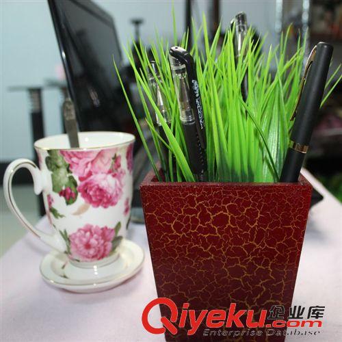 套裝 成品 木質(zhì)筆筒 新品上市經(jīng)典創(chuàng)意電腦桌老板桌擺件 多功能gd藤藝園花原始圖片2