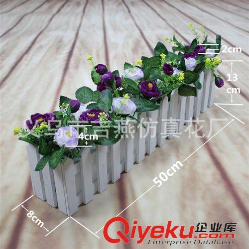 套裝 成品 50cm柵欄茶花套裝 創(chuàng)意家居裝飾擺放花藝 新款人造茶玫絹花混批原始圖片2