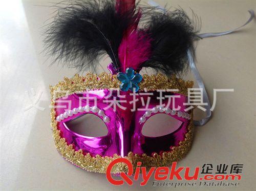 面具 萬圣節(jié)光絨毛面具 金粉公主LEG面具 可愛羽毛面具 化妝舞會面具原始圖片2