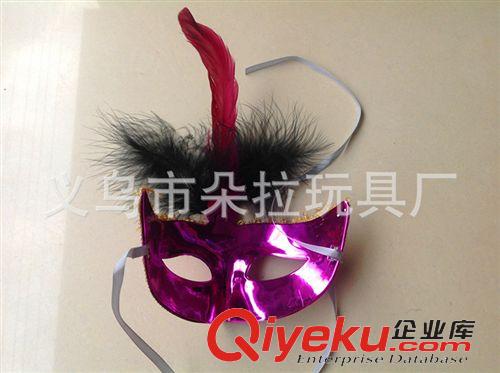 面具 萬圣節(jié)光絨毛面具 金粉公主LEG面具 可愛羽毛面具 化妝舞會面具原始圖片3