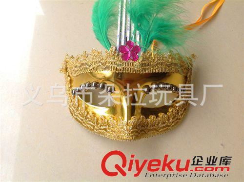 面具 萬圣節(jié)光絨毛面具 金粉公主LEG面具 可愛羽毛面具 化妝舞會面具原始圖片2