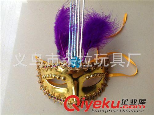面具 萬圣節(jié)光絨毛面具 金粉公主LEG面具 可愛羽毛面具 化妝舞會面具原始圖片2