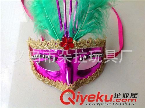 面具 萬圣節(jié)光絨毛面具 金粉公主LEG面具 可愛羽毛面具 化妝舞會面具原始圖片3