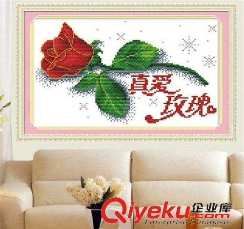 布藝工藝品 廠家批發 {zx1}款客廳品牌精準印花蒙娜麗莎純棉布十字繡真愛不悔原始圖片3