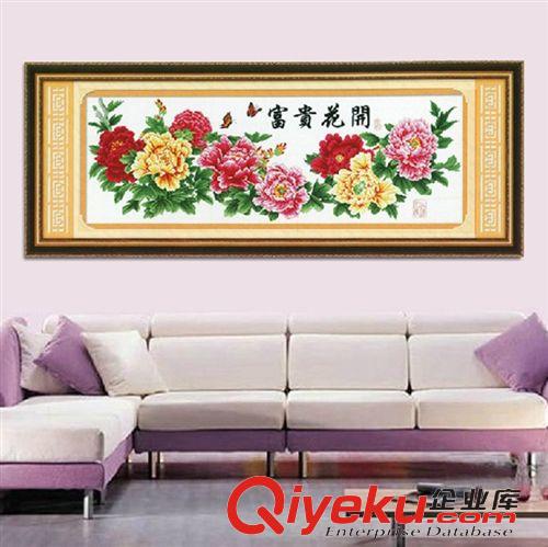 布藝工藝品 廠家批發(fā){zx1}款客廳品牌精準(zhǔn)印花蒙娜麗莎十字繡花開富貴滿堂紅