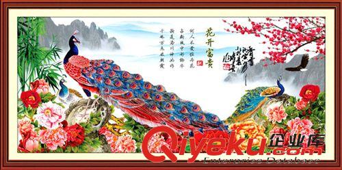 布藝工藝品 廠家批發{zx1}款客廳品牌印花蒙娜麗莎純棉布十字繡花開富貴孔雀