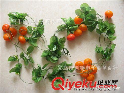 水果藤條 高塑料仿真藤條蔓蔬菜水果藤條小圓海棠葉桔子橘子竄掛壁落地批發(fā)原始圖片2