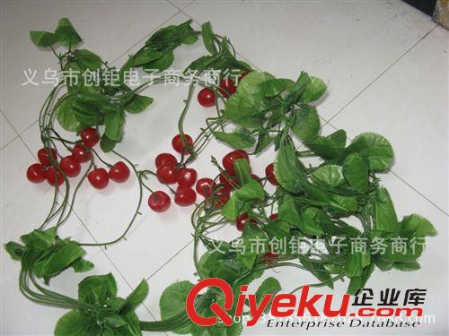 水果藤條 仿真櫻桃塑料西紅柿小番茄紅果水果藤條藤蔓裝飾婚慶攝影道具葉藤原始圖片3
