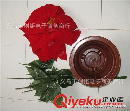 花朵/花球 仿真花一品紅紅花圣誕花大紅喜慶花新年花裝飾七頭5頭廠家工程原始圖片3