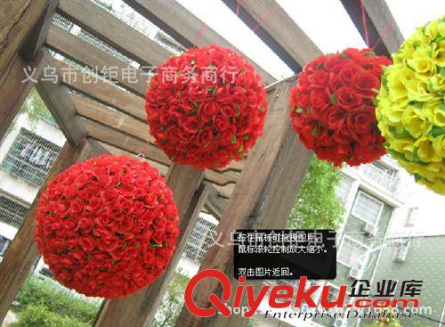 花朵/花球 gf真玫瑰花球gd婚慶用品花玫瑰花朵球形絹花假花仿真40厘米原始圖片2