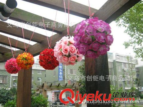 花朵/花球 gf真玫瑰花球gd婚慶用品花玫瑰花朵球形絹花假花仿真40厘米原始圖片3