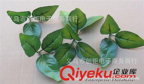花朵/花球 gf真單絹花束假玫瑰花綠葉藤條配件diy大三角葉子片義烏廠批發(fā)原始圖片2