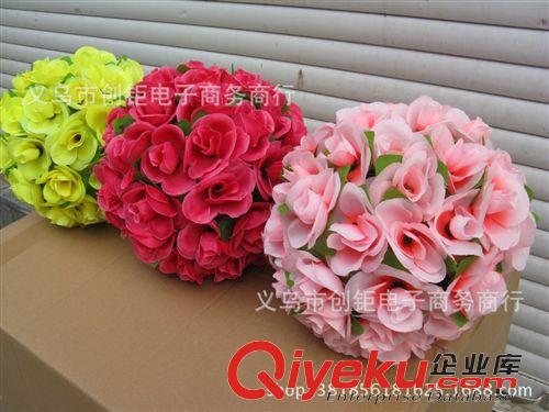 花朵/花球 仿真玫瑰花球婚慶花球用品婚房布置裝飾店慶廠家花球工廠40厘米