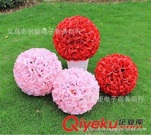 花朵/花球 仿真玫瑰花球婚慶花球用品婚房布置裝飾店慶廠家花球工廠40厘米
