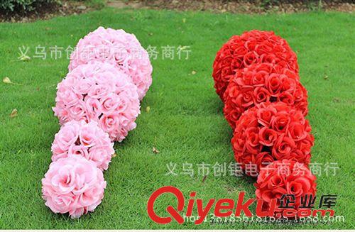 花朵/花球 仿真玫瑰花球婚慶花球用品婚房布置裝飾店慶廠家花球工廠40厘米原始圖片2