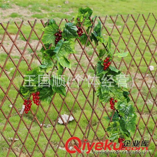 柵欄 可伸縮木柵欄仿真植物 綠葉藤條柵欄葡萄藤蔓 大葡萄葉 廠家直銷原始圖片2