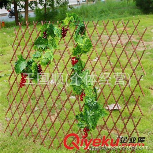 柵欄 可伸縮木柵欄仿真植物 綠葉藤條柵欄葡萄藤蔓 大葡萄葉 廠家直銷原始圖片3