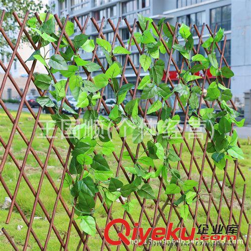 柵欄 仿真植物 綠葉藤條圍欄 裝飾假樹葉可伸縮木柵欄 批發原始圖片3