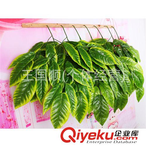 壁掛 仿真植物 五叉黃邊芒果葉 時(shí)尚精美仿真花批發(fā) 墻壁裝飾花原始圖片2