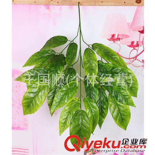 壁掛 仿真植物 五叉黃邊芒果葉 時(shí)尚精美仿真花批發(fā) 墻壁裝飾花原始圖片3