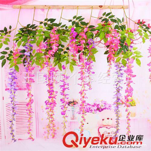 花條 仿真玫瑰花藤裝飾 彩印長豆花 仿真空調管裝飾花藤批