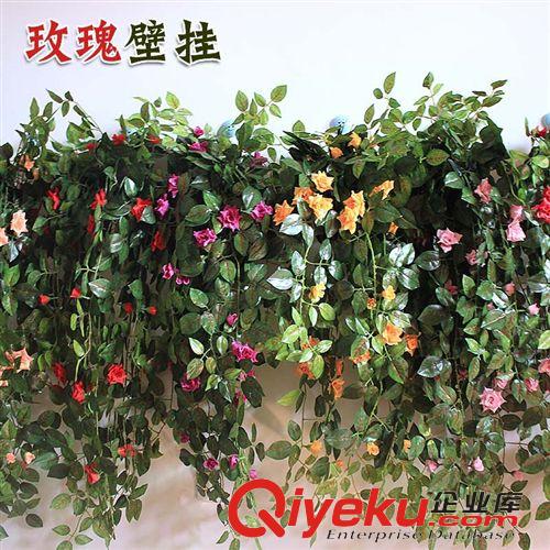 仿真植物 tj仿真玫瑰花壁掛 婚慶家居裝飾 假花墻藝裝飾掛