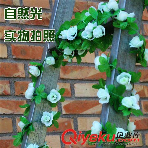 仿真植物 仿真小玫瑰花藤條長條蔓藤絹花假花房頂暖氣管道裝飾假花批發(fā)花蓮原始圖片3