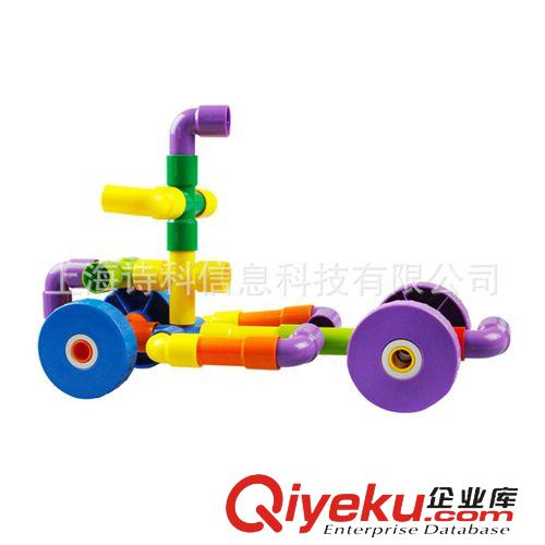 幼教五大區(qū)域 多功能環(huán)保塑料管道桌面益智積木兒童玩具彎管積木配圖紙?jiān)紙D片2