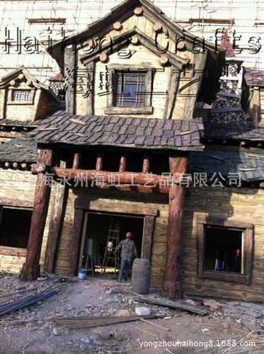假山、塑石 仿古城堡，仿木樹樁，園林塑石假山，水系塑石，流水假山，仿木屋原始圖片2