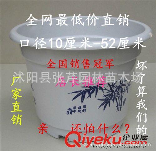 園藝用品 tj批發(fā) 白色塑料大花盆白底青花紋 帶托盤經(jīng)濟(jì)盆帶托盤