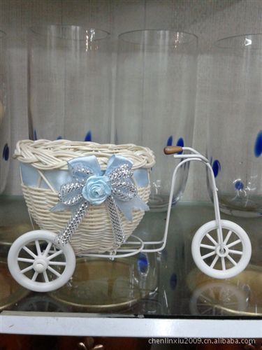 花瓶 【小額批發】供應鐵藝花籃-藤籃-小籃子- 三輪車 三輪車花籃原始圖片3
