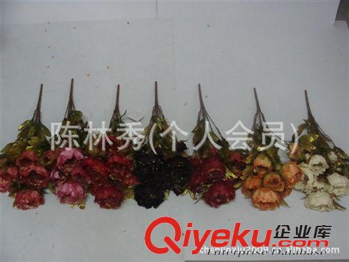 金粉类 欧式仿真花批发 供应假花绢花欧式把花金粉花束 霸王牡丹