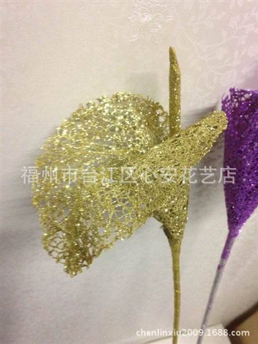 金粉類 【小額批發(fā)】供應(yīng)金粉插花配件  金粉馬蹄 金粉紅掌 歐式花材