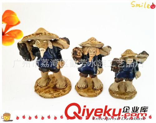 石灣公仔 石灣公仔，盆景假山漁缸擺設 廣州陶瓷裝飾品人物擺件 老人擔柴公原始圖片2
