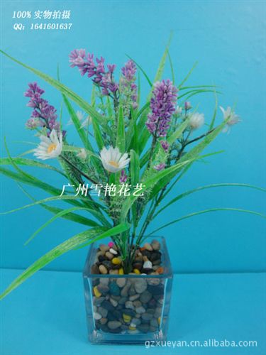 仿真花-塑膠小把花 供應塑料草 仿真塑料草 植毛薰衣草 優質塑料草 植毛仿真草 tj原始圖片2