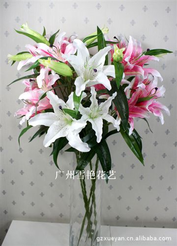 仿真花-百合系列 仿真百合 仿真花 絹花 假花 居家裝飾花 出口 批發(fā) 四頭虎蘭