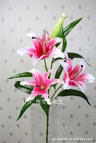 仿真花-百合系列 仿真百合 仿真花 絹花 假花 居家裝飾花 出口 批發(fā) 四頭虎蘭