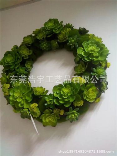 仿真多肉植物類/熱帶植物 【精品推薦】 創意仿真多肉植物花環  景觀園林工程人造植物原始圖片2