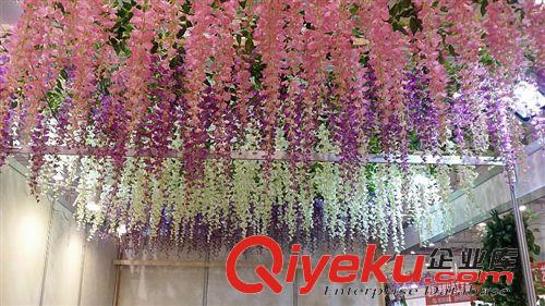 仿真植物 批發(fā)仿真紫藤花彩印長(zhǎng)款110厘米彩印仿真花藤豆花串商場(chǎng)家居裝飾原始圖片3