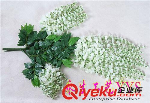 仿真植物 批發(fā)仿真絲印長款紫藤花藤條藤串仿真紫藤豆瓣花綠葉藤蔓婚禮裝飾原始圖片2
