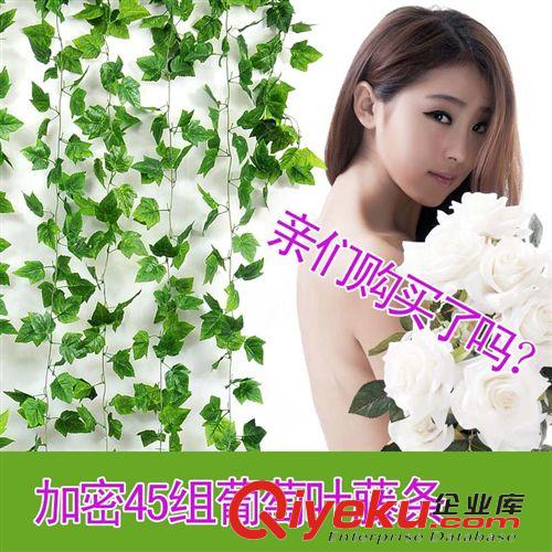 仿真植物 彩印葡萄葉子/仿真花藤條藤蔓/家居裝飾/管道纏繞/加密葡萄藤條