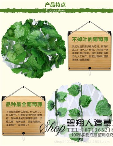 葉子藤條 廠家直銷仿真大葡萄藤 吊頂管道裝飾藤條藤蔓 葡萄葉子原始圖片2