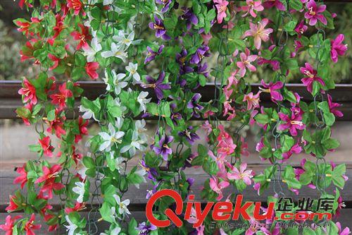 花藤 仿真花藤6角花 假花藤 塑料花裝飾 婚慶道具 管道裝飾花藤 假葉子
