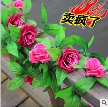 仿真植物 仿真大朵玫瑰花藤批發裝飾/陽臺花/田園裝飾