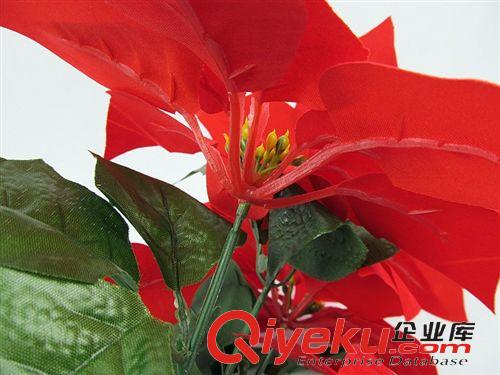 仿真花 仿真圣誕花批發 一品紅 圣誕節裝飾 假花 絹花 人造花現貨供應原始圖片3