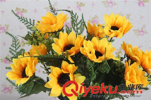 仿真花 廠家直銷 假花裝飾批發 仿真向日葵 7頭太陽花 絹花外貿 仿真植物原始圖片3