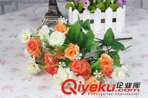 仿真花 tj韓式風格 仿真花絹花-裝飾花15頭小玫瑰花 塑料花攝影道具原始圖片2