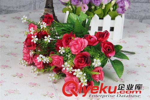 仿真花 tj韓式風格 仿真花絹花-裝飾花15頭小玫瑰花 塑料花攝影道具原始圖片3