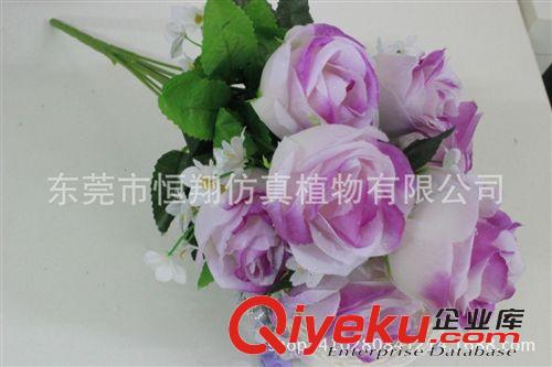 仿真花系列 熱銷人造植物 9頭露水鉆石玫瑰 玫瑰花 gd仿真 專業出口品質原始圖片2